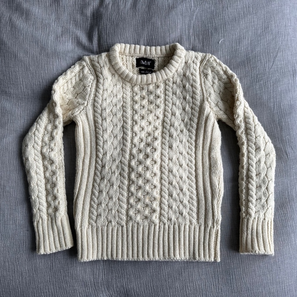 Cable Knit Wool Sweater in Ecru/Off-white/Cream by Howlin